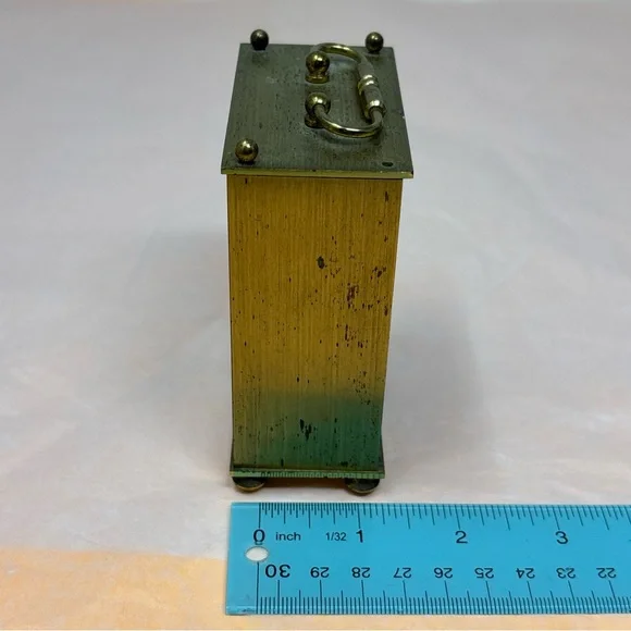 Quartz Alarm Carriage Clock in Brass Finish non working prop from west Germany - Picture 16 of 16